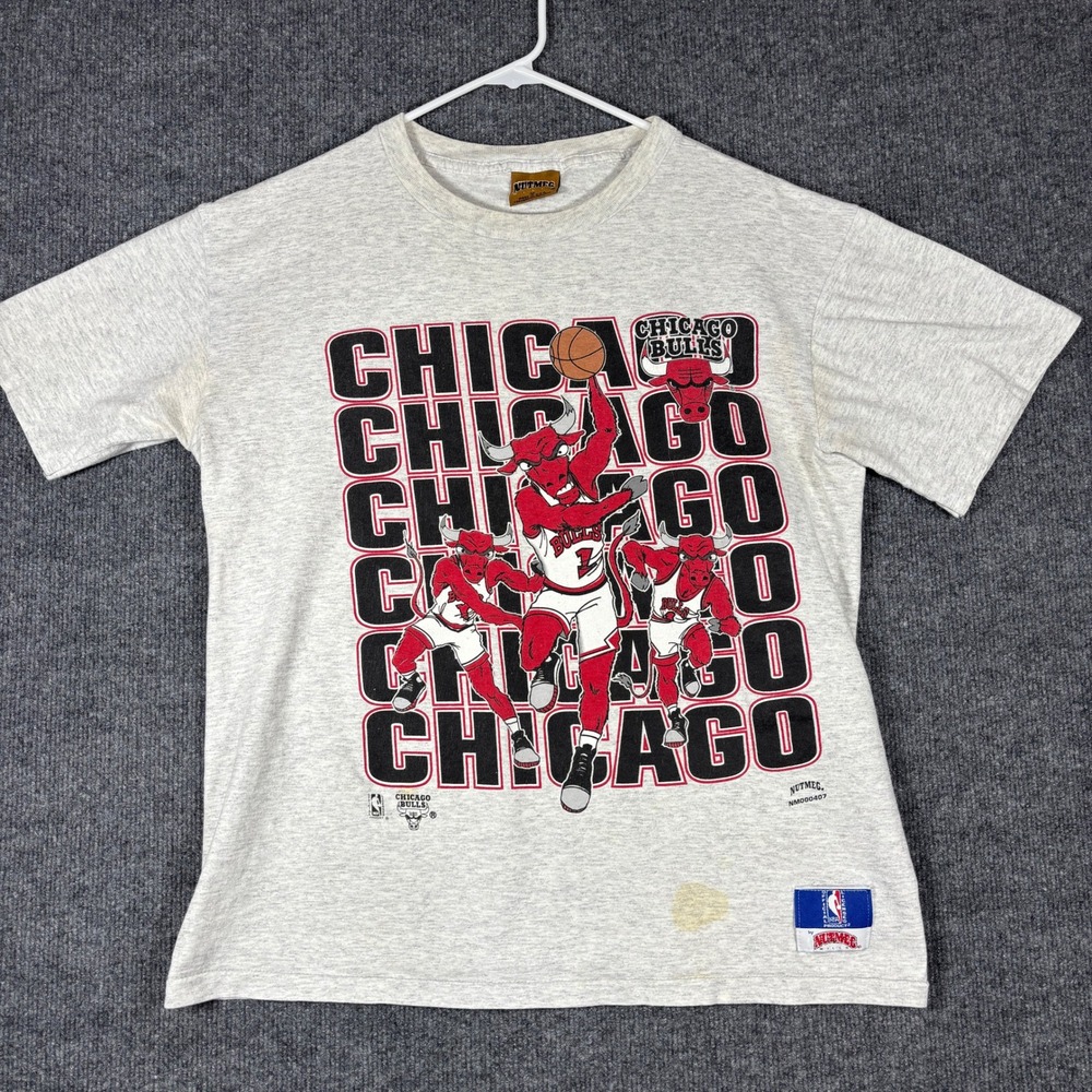 Vintage Single Stitch Nutmeg Chicago Bulls T-Shirt Mens M Gray Mascot USA